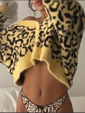For Love & Lemons Leopard Print 'Frankie Cardigan' size M